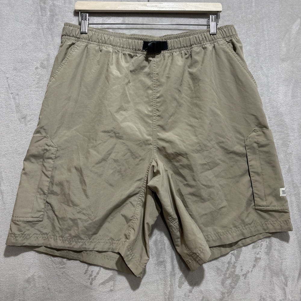 Nike ACG Cargo Shorts Men's Size XL Beige Elastic Cargo Pockets Drawstring Logo